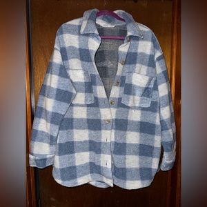 Sonoma Blue Buffalo Plaid Thick Button Jacket Shirt Shacket Women’s Size XXL